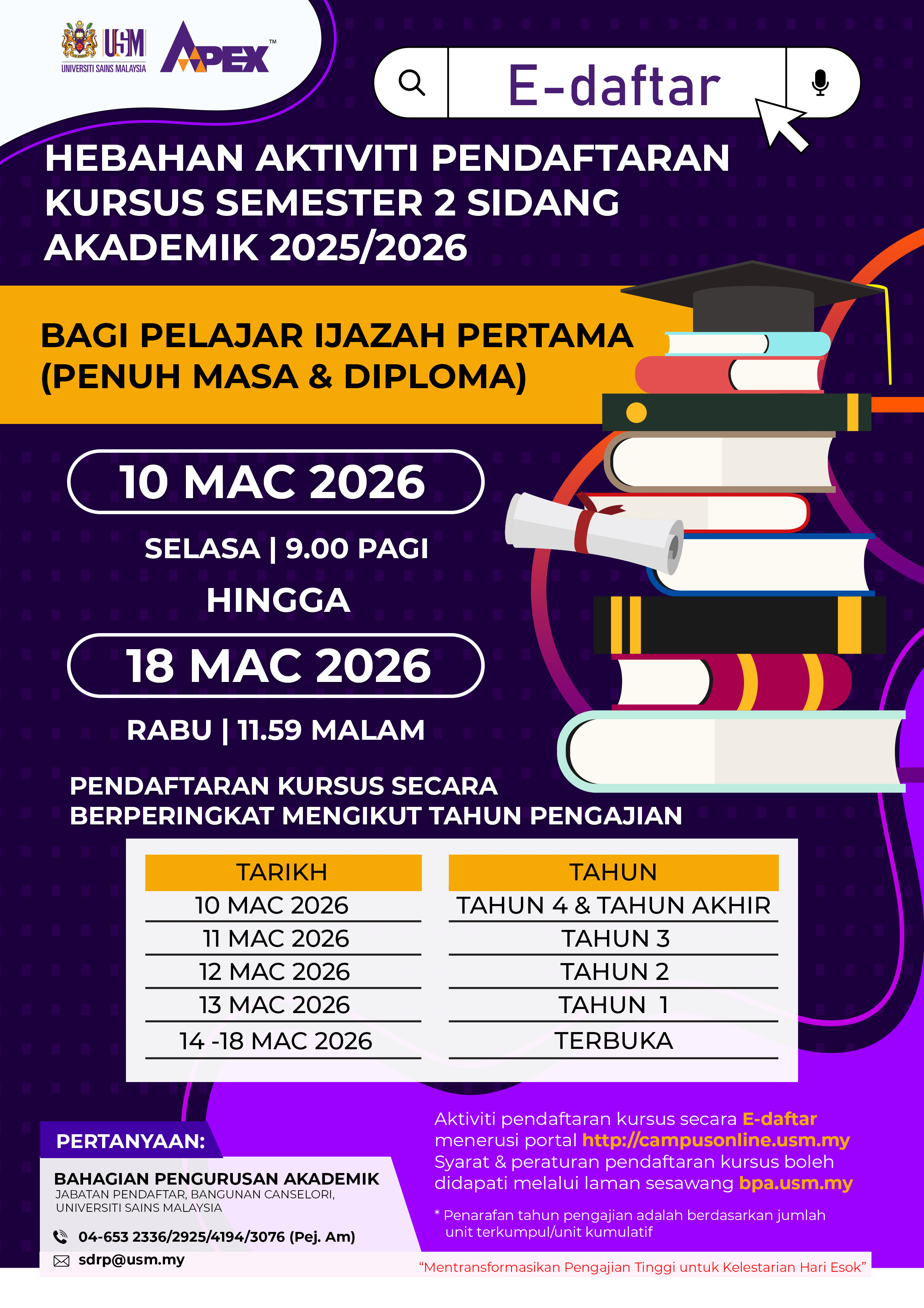 Poster Versi BM Pendaftaran Kursus SEM 2 2025.2026