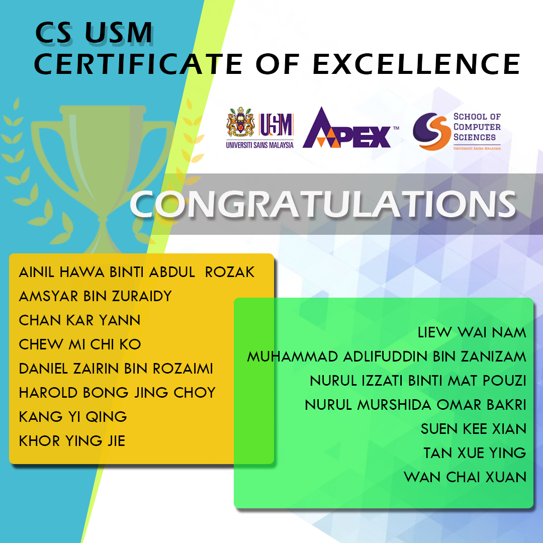 CS USM Certificate of Excellence